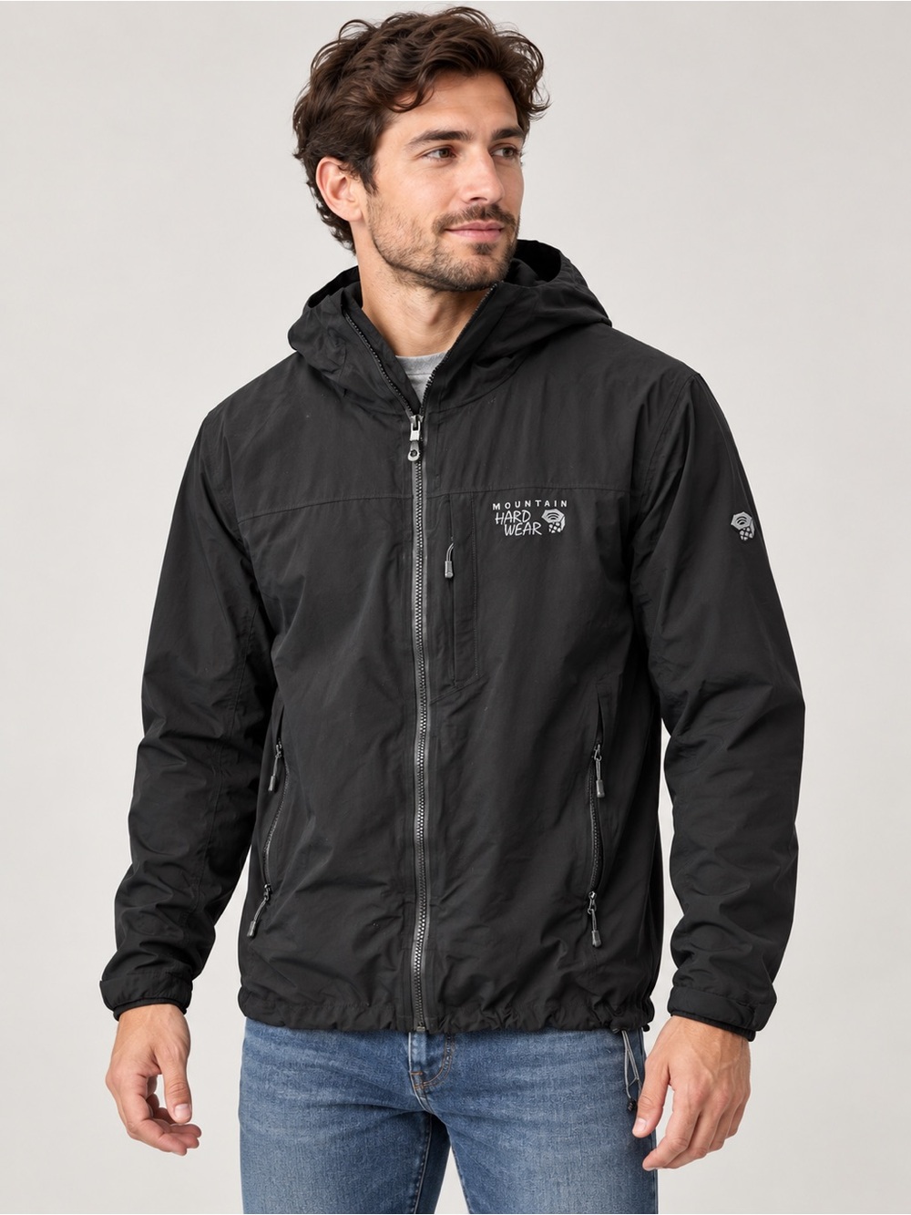 Mountain Hardwear Men’s Black Hooded Windbreaker Shell